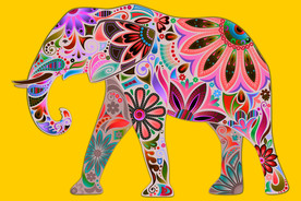 超巨大异域民族风彩色大象