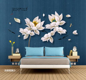 手绘荷花 新中式装饰画 花鸟画