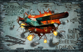 破墙而出的旧飞机