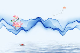 抽象水墨山水画