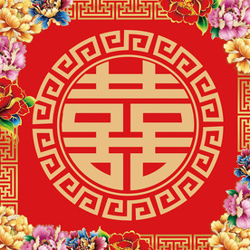 中式汉唐大红金色婚礼迎宾背景