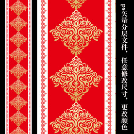 欧式大红金色蕾丝婚礼T台地毯