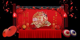 中式婚礼迎宾区手绘效果图设计