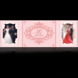 裸粉色高端婚礼舞台迎宾照片墙p