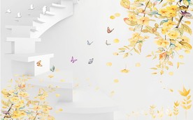 3D立体现代时尚银杏电视背景墙