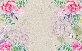 手绘欧式鲜花背景墙