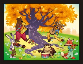 卡通动物风景插画