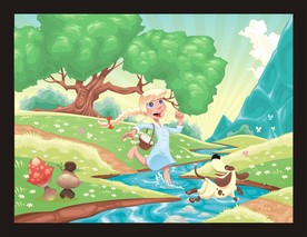 卡通动物风景插画