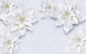 白色立体鲜花背景墙