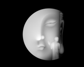 佛精雕浮雕灰度