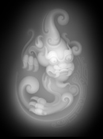 貔貅浮雕精雕灰度