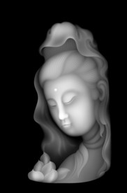 观音头像浮雕精雕灰度