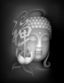 荷花禅字佛像浮雕精雕灰度