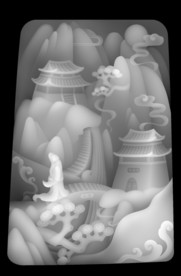 山水人物浮雕精雕灰度