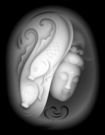 鲤鱼观音精雕浮雕灰度46牌