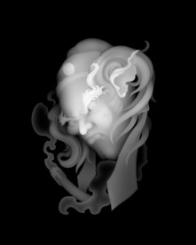 鬼头浮雕精雕灰度玉雕46牌