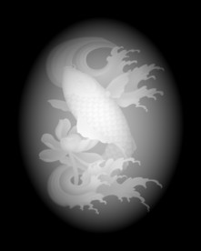 荷花鲤鱼精雕浮雕灰度玉雕