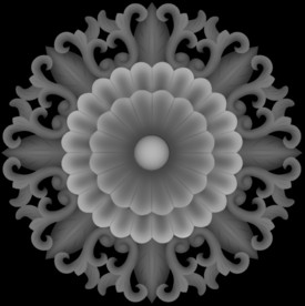 圆形洋花精雕浮雕灰度