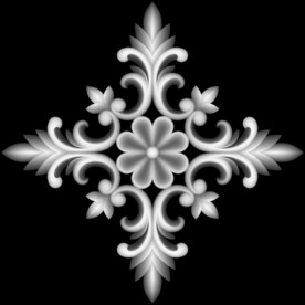 方形洋花精雕浮雕灰度
