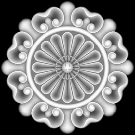 圆形洋花门上花精雕浮雕灰度