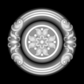 圆形洋花精雕浮雕灰度