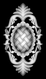 椭圆形门上洋花精雕浮雕灰度