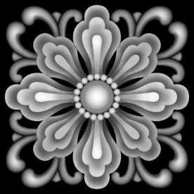 方形洋花浮雕精雕灰度