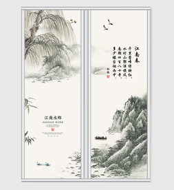 大气中国风江南水乡移门