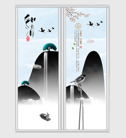 简约中国风山水移门