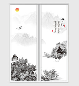 中国风水墨山水移门