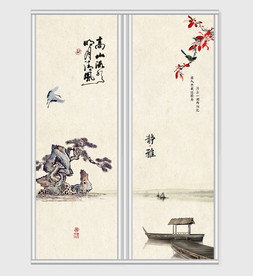 中国风写意风格古典移门