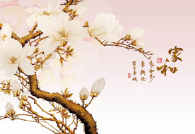 家和富贵兰花电视背景墙