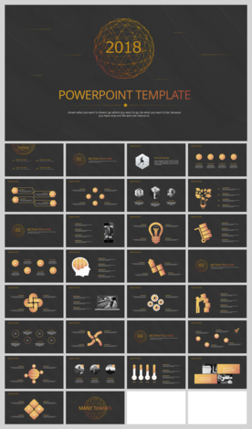 黑色 微立体商务通用PPT模板