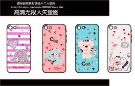 卡通动物猫手机壳图案