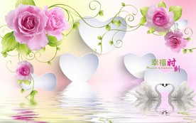 幸福时刻3D立体简约电视背景墙