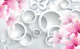 花朵圆圈3D电视背景墙