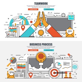 团队合作场景插画矢量设计素材