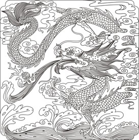 雕刻龙王吐水矢量图案