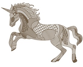 独角兽婚庆雕刻线条图案