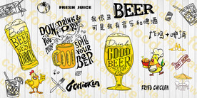 啤酒炸鸡餐厅酒吧背景墙