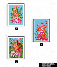 火烈鸟热带植物装饰画