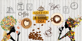 手绘咖啡装饰画背景墙