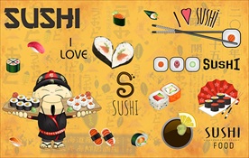 我爱寿司日式风格寿司店背景墙