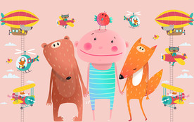 手绘卡通背景墙