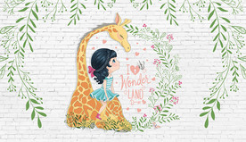 手绘女孩儿童房背景墙