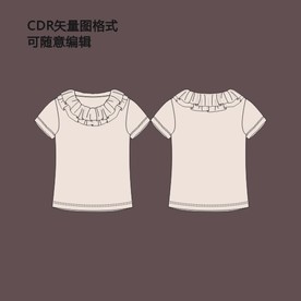 短袖圆领荷叶领T恤
