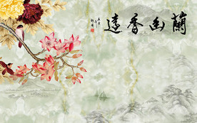 兰幽香远大理石背景