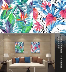 高清手绘热带雨林装饰画挂画