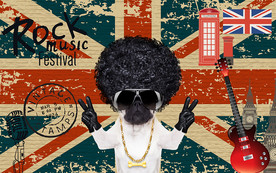 狗狗英伦摇滚酒吧背景墙