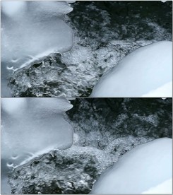 冰雪消融水花